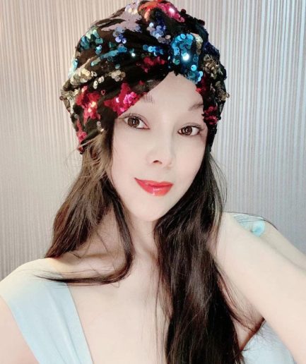 Multicolor Sequin Turban Headwrap with Twist Front