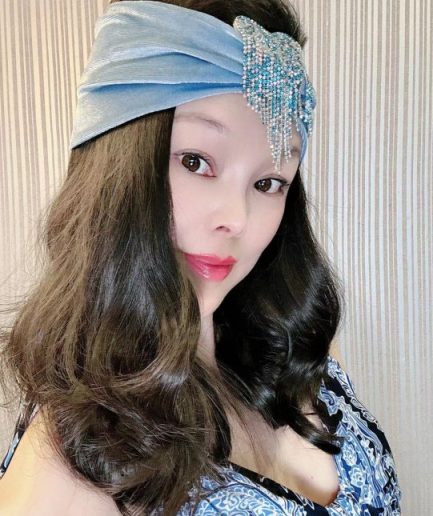 Ice Blue Velvet Headband with Crystal Fringe Accent